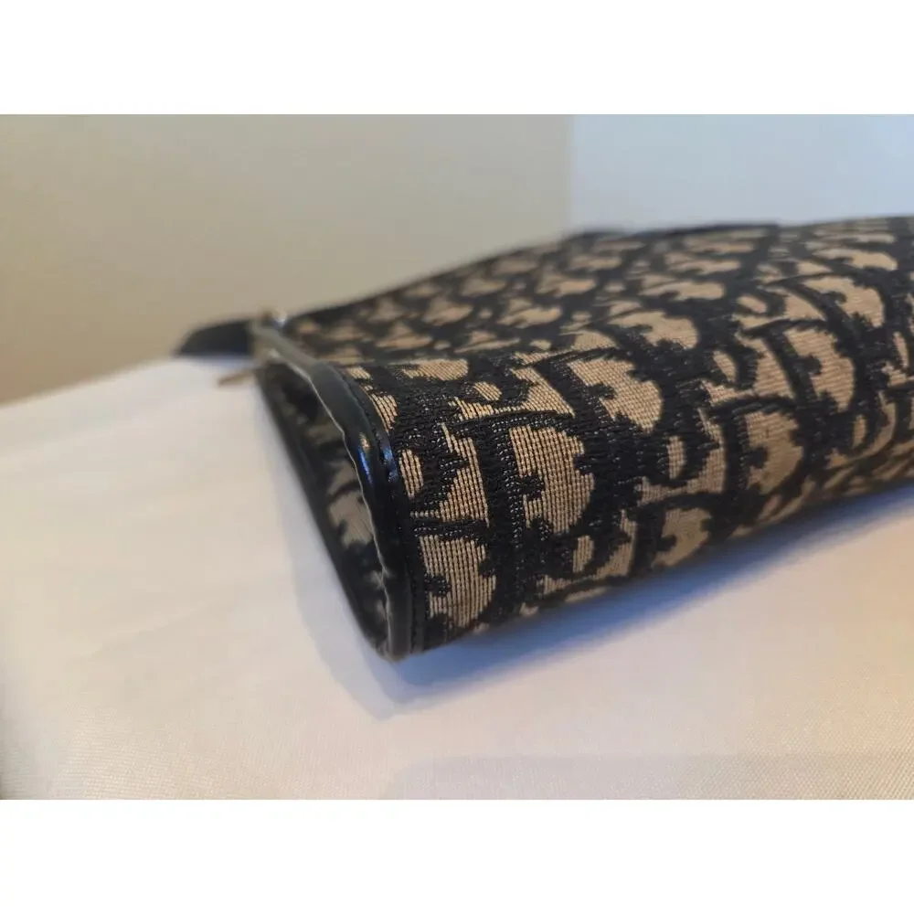 Christian Dior Trotter Monogram Shoulder Bag Navy Canvas CD Logo Vintage - Picture 7 of 16